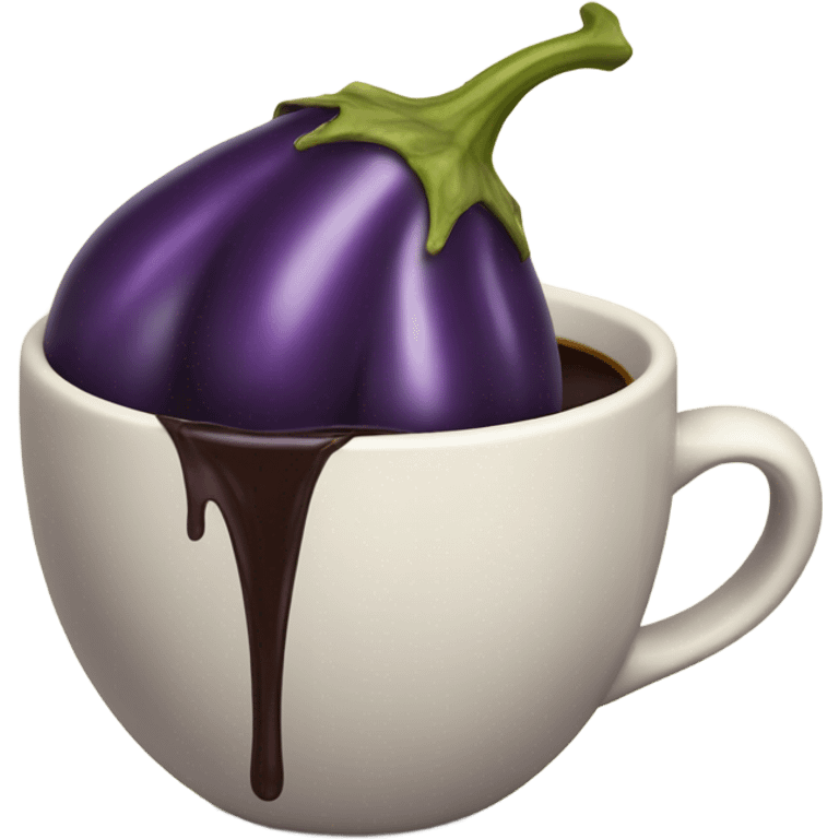 Eggplant drips into coffee emoji