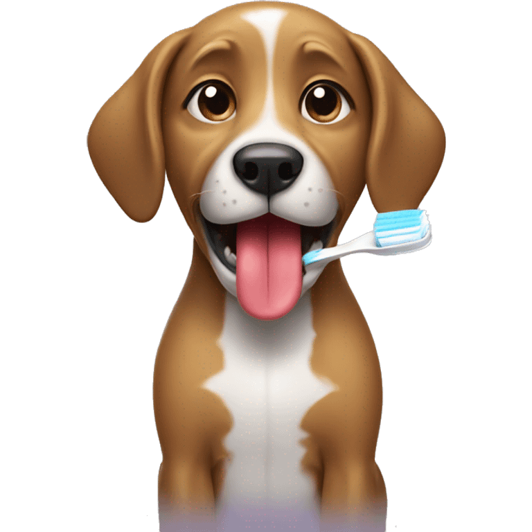 Dog brushing teeth  emoji