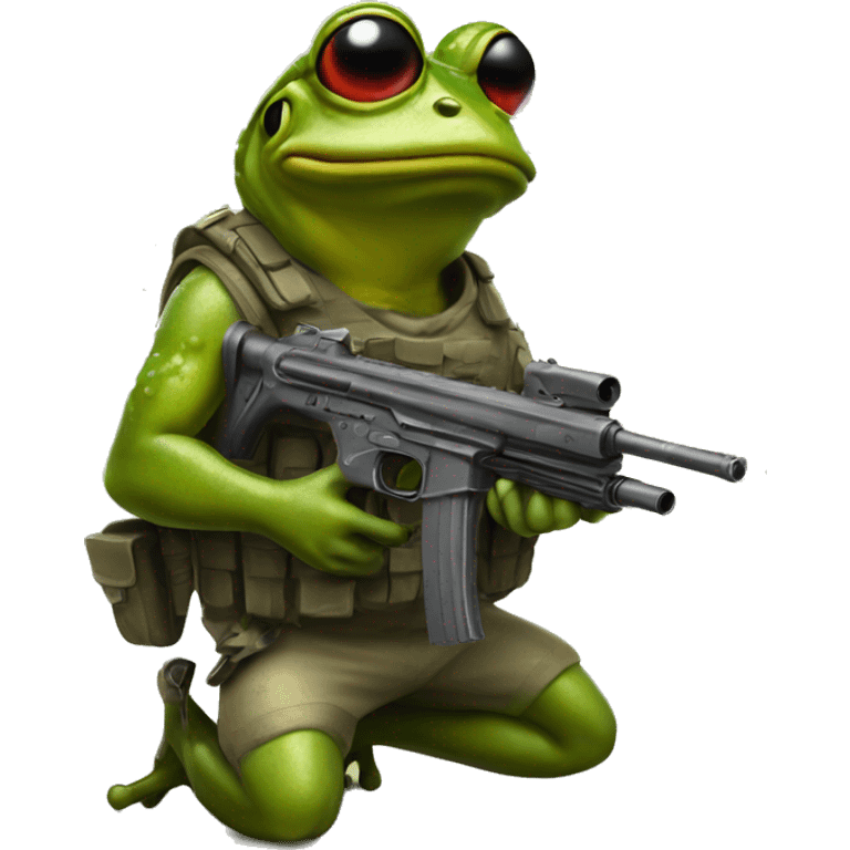 Soldier frog with gun emoji