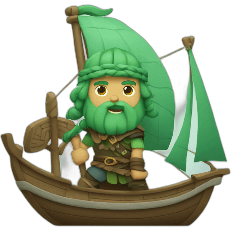 green haired viking sailing emoji