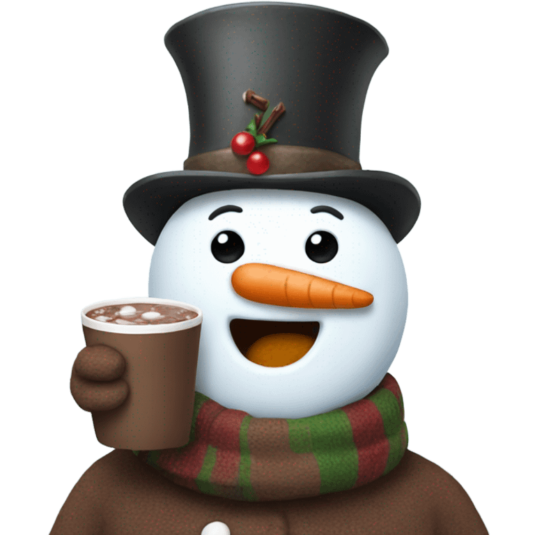 Snowman drinking hot chocolate  emoji