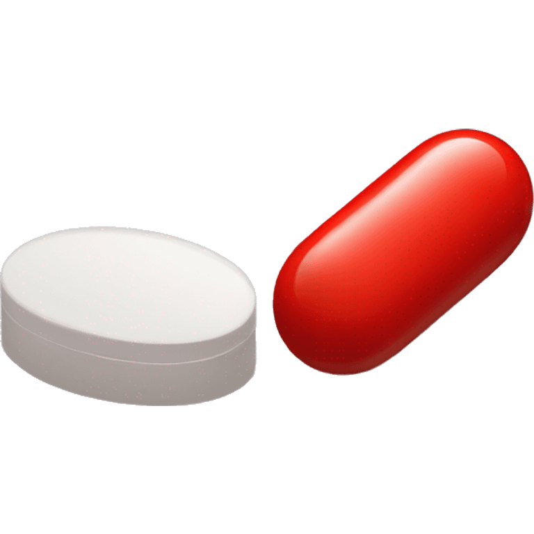 small red pill laying next to a small red pill emoji