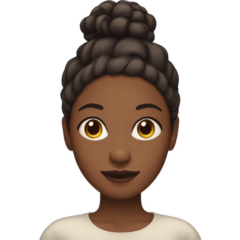 black woman with brown skin and bun emoji