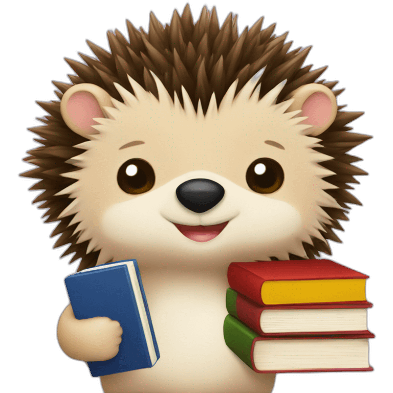 Pihk hedgehog with books emoji