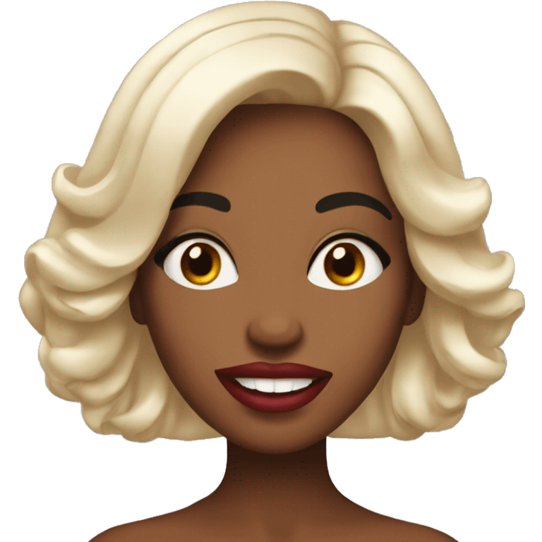 Emoji is a typical glamorous girl with manicure, long nails and plump lips emoji