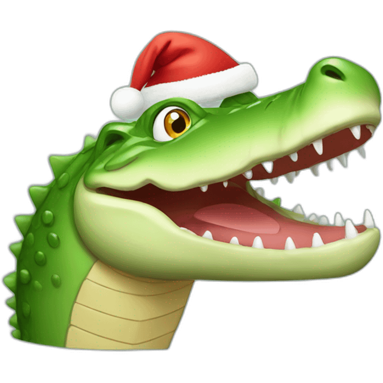 Crocodile in Santa Claus hat emoji