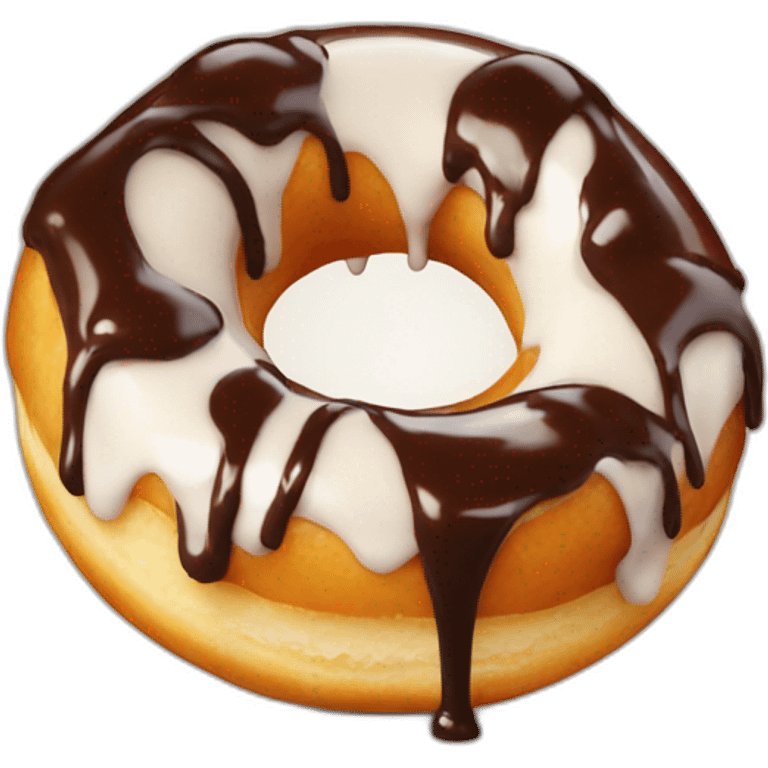 a donut with chocolate pouring running through it emoji