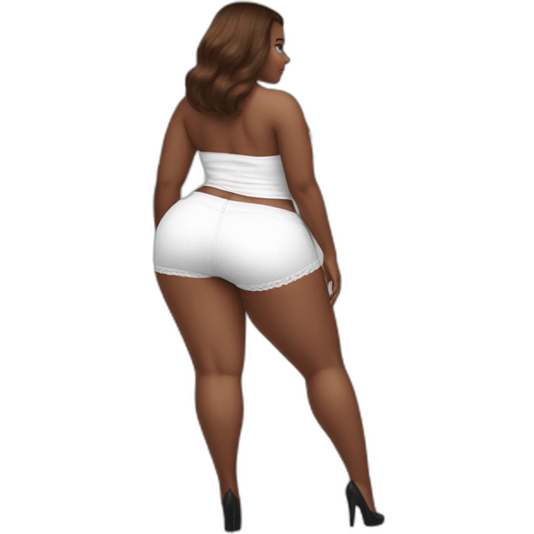 full-body-curvy-beauty-white-knickers-skirt rear view emoji