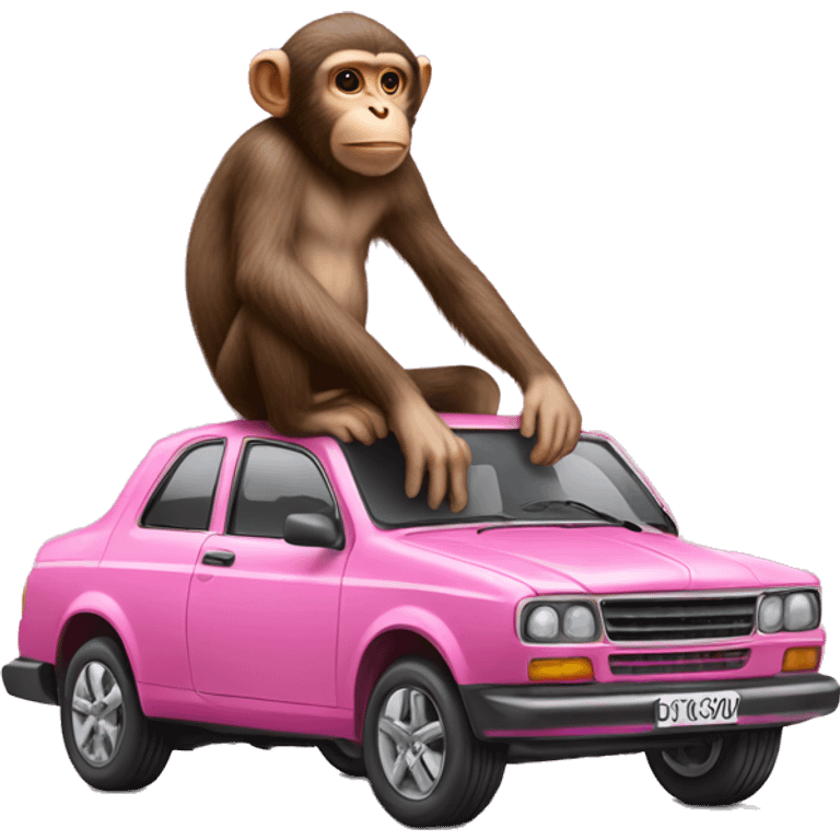 Monkey on the pink car emoji