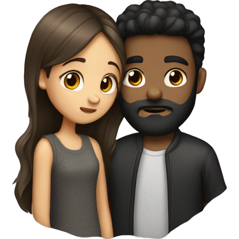 Girl kissing a boy with dark beard  emoji