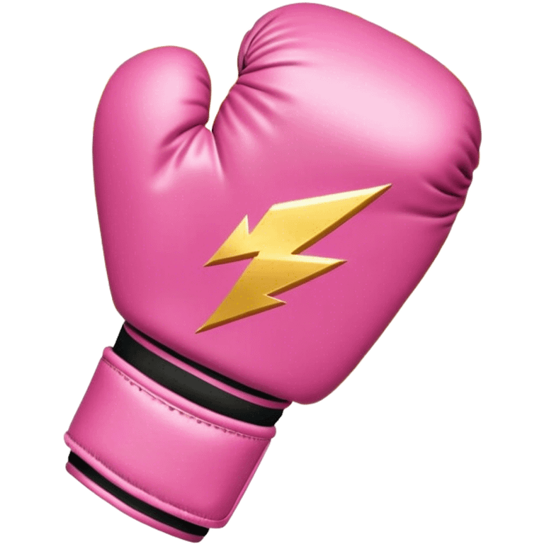 pink boxing glove with golden lightning bolts, female symbol ♀ on the backhand, sparkling stardust particles in the background emoji