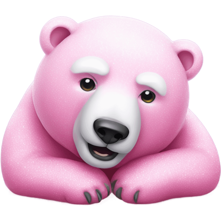 Pink polar bear lying down with glitter emoji