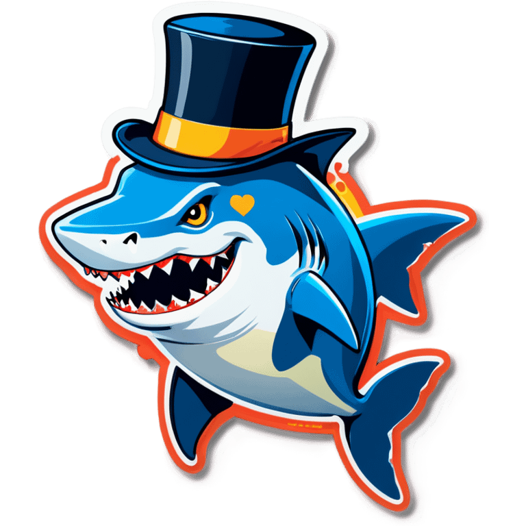 Shark with a top hat emoji