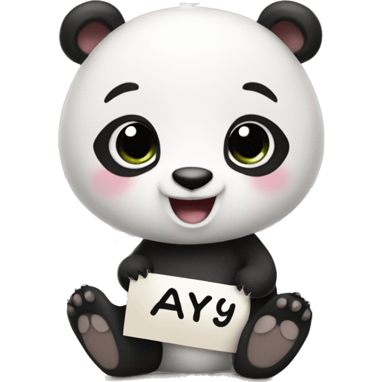 A cute panda with a sign that says yay emoji