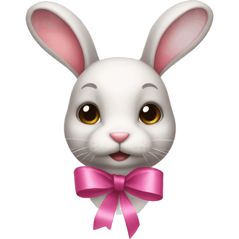 bunny with a pink ribbon on their ears emoji