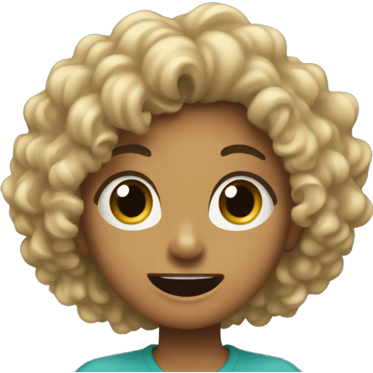 A girl with curly hair yelling she is from Salvador  emoji