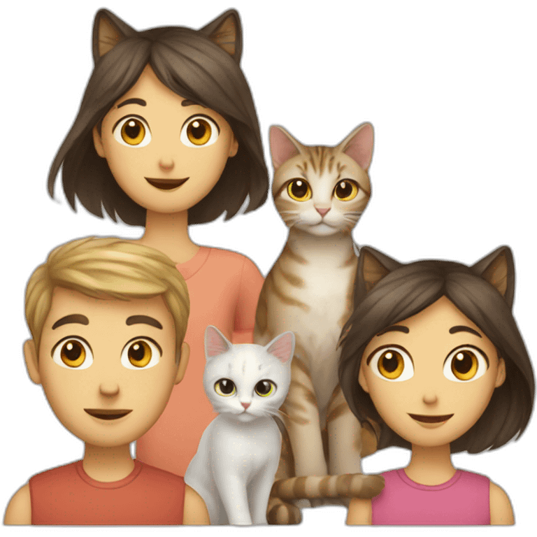 family emoji three people two cats one bird emoji