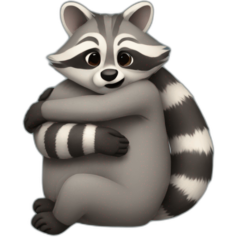 raccoon hug emoji