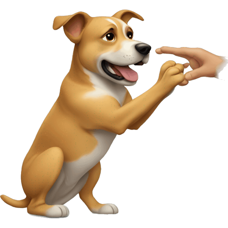 Dog high fiving a human  emoji