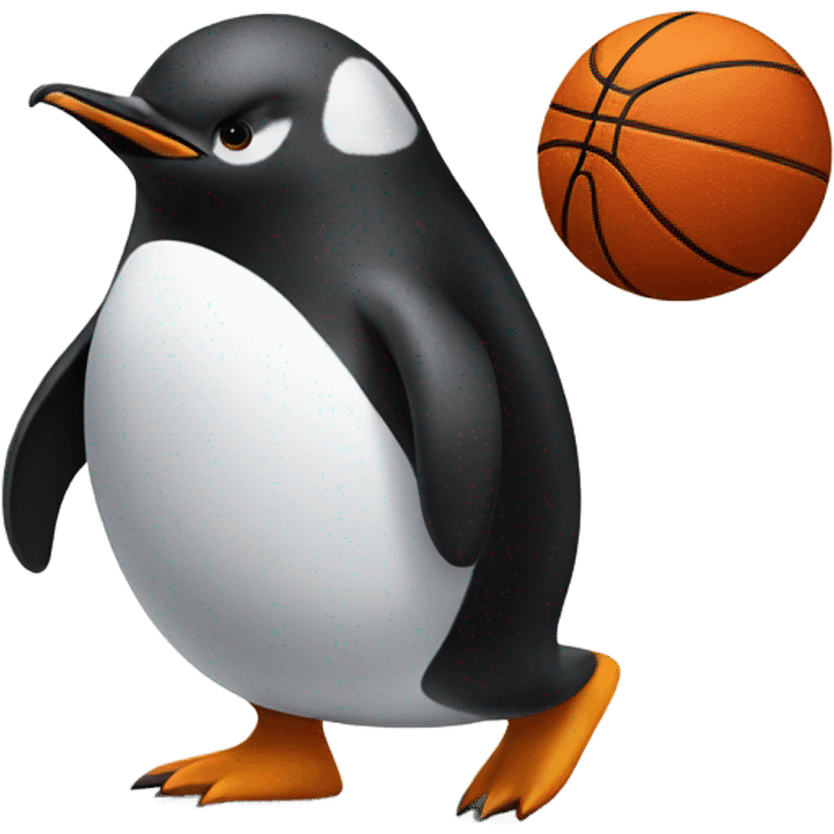 Penguin playing basketball emoji