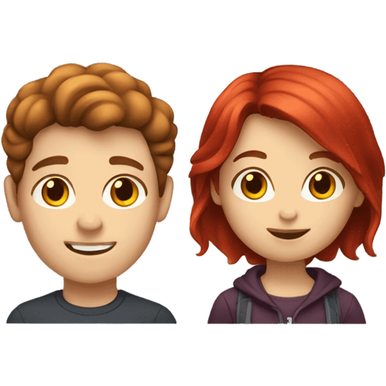 Brown hair boy and red hair girl emoji