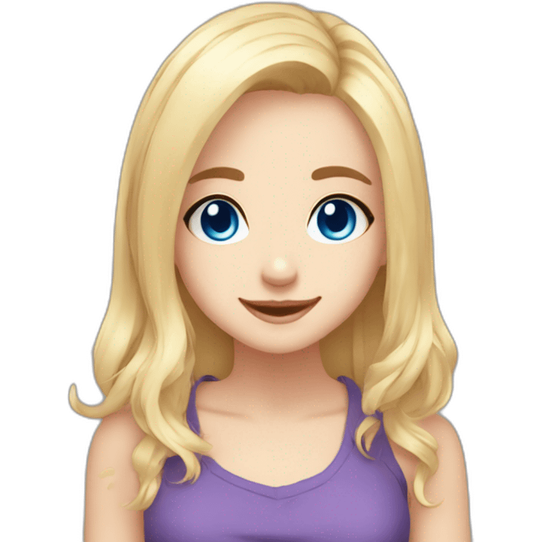 emoji for twitch, anime chibi-style, happy girl, blonde hair, blue eyes,  emoji