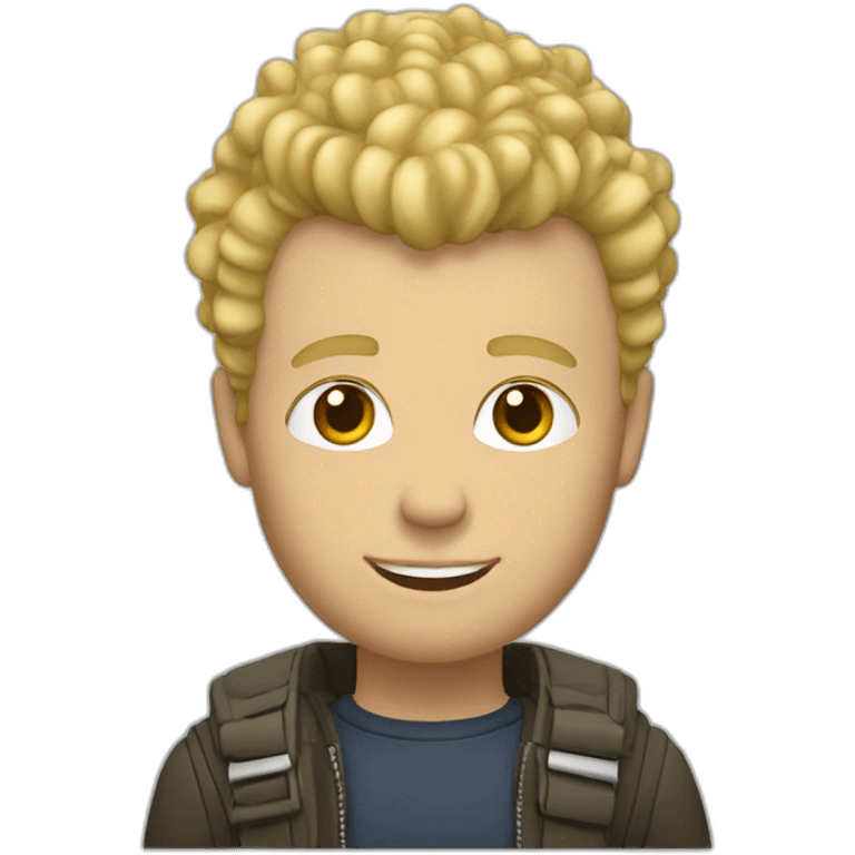 Blonde white man with curly hair Mohawk emoji