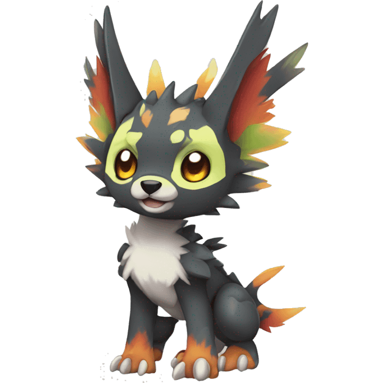 cute cool edgy Digimon-Fakemon-animal with colorful markings full body emoji