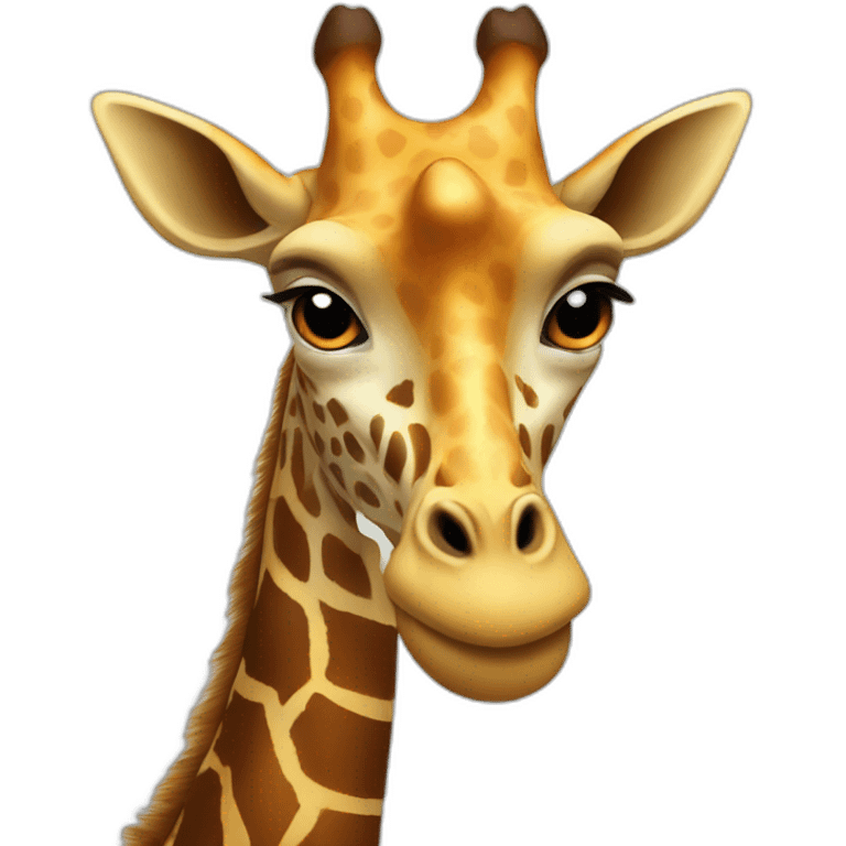 a giraffe with a human nose and devil ears emoji