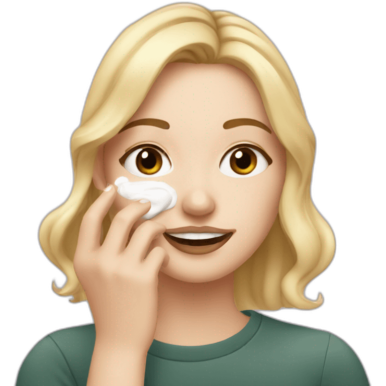 white girl applying cream on face emoji