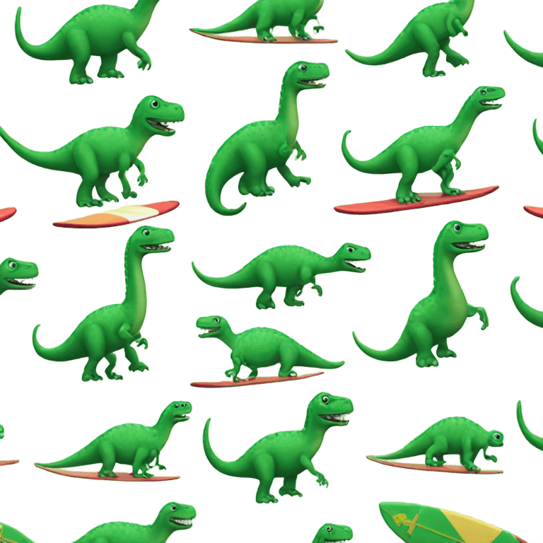 Green dinosaur with a surfboard emoji