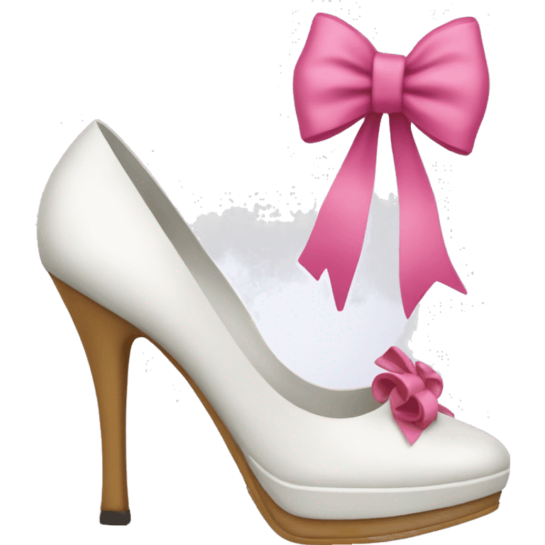 white chunky high heel with a pink bow emoji