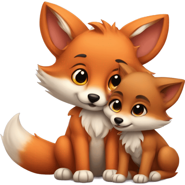 Baby fox and baby wolf friends emoji