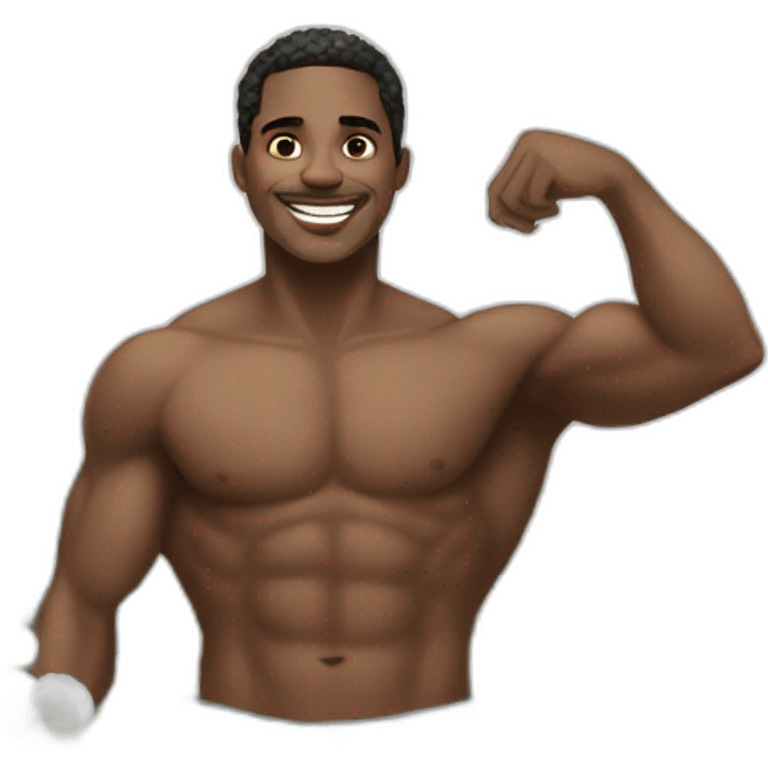 a shirtless black man in a field picking cotton, smiling emoji