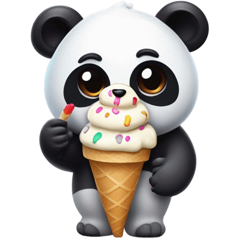 Panda eating ice cream emoji