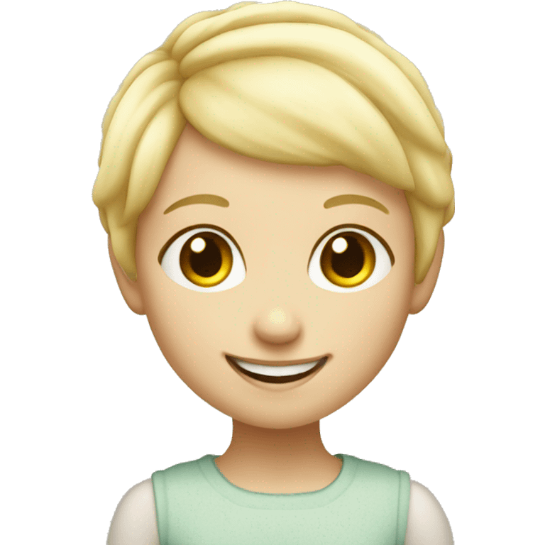 Blonde micro pixie girl smiling emoji