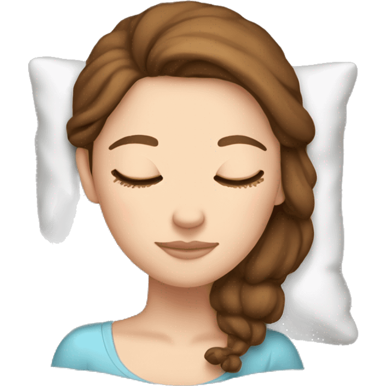 White girl with brown hair sleeping on Christmas  emoji