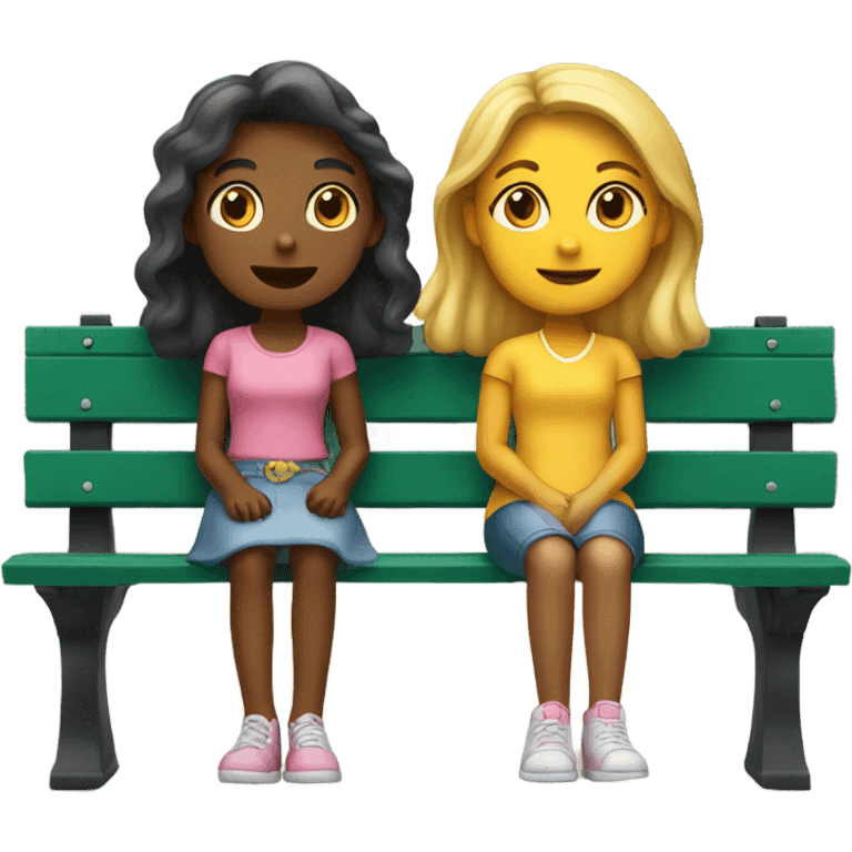 Two girls sitting on a bench  emoji