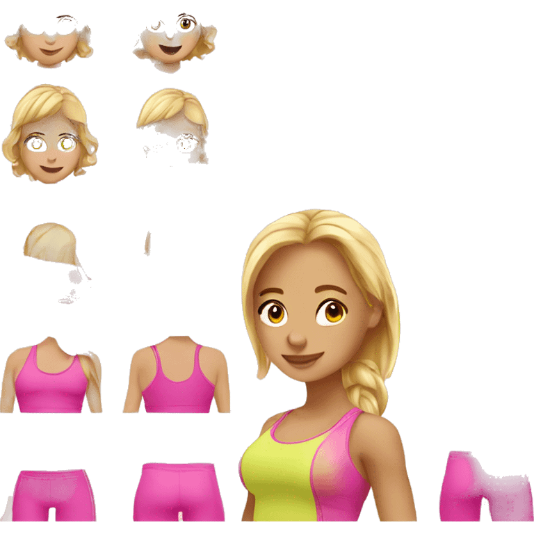 Blond girls, pink clothes, fitness, gym  emoji