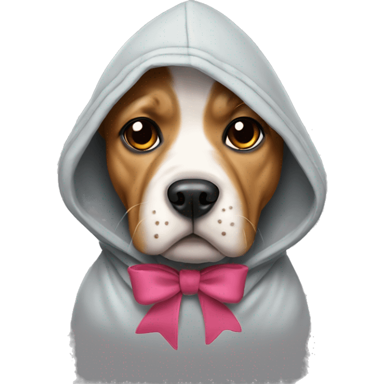 Dog wearing a hoodie with a bow  emoji