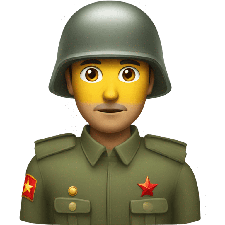 ussr soldier serious with military helmet emoji