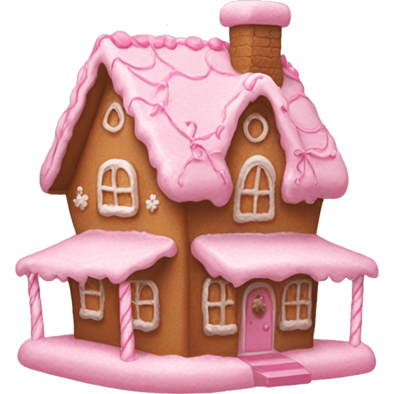 Light pink Gingerbread house with a pink bow  emoji