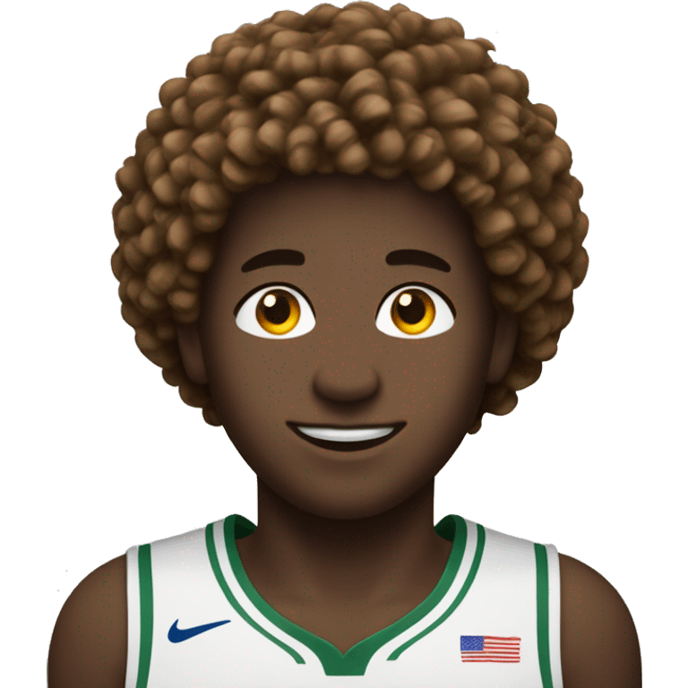 Garcon aux cheveux bouclés qui fait du basket emoji