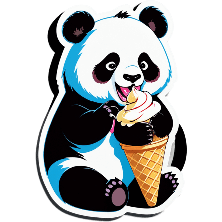 Panda eating ice cream emoji