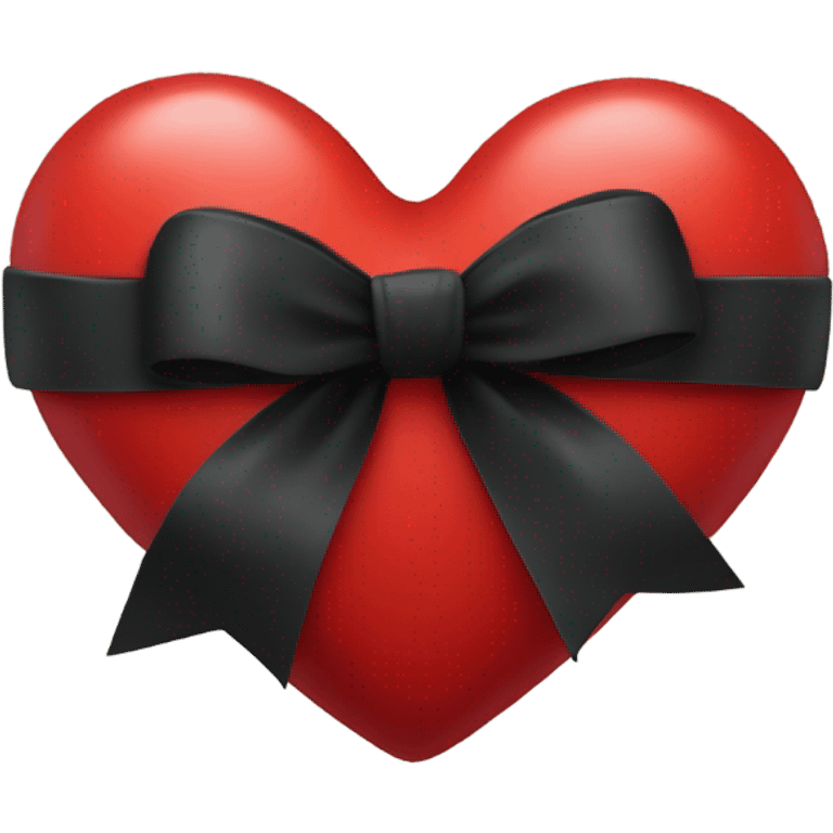 a red heart emoji with a black bow wrapped around it emoji