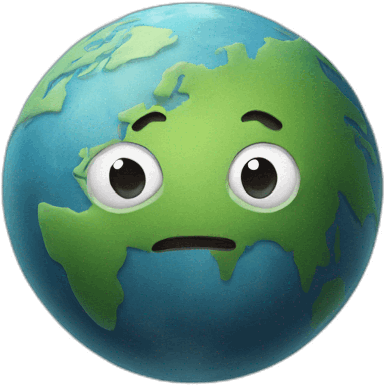 planet earth with a cartoon dull face emoji