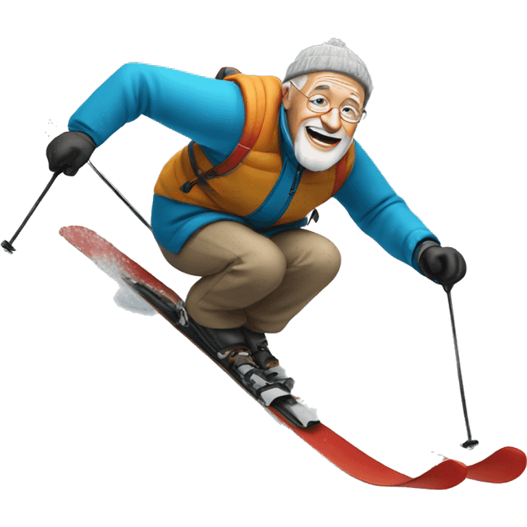 Old man skiing and falling down  emoji