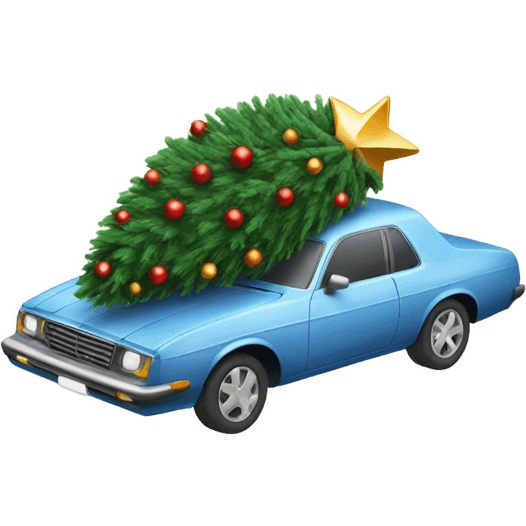 A car with a christmas tree on top of it emoji