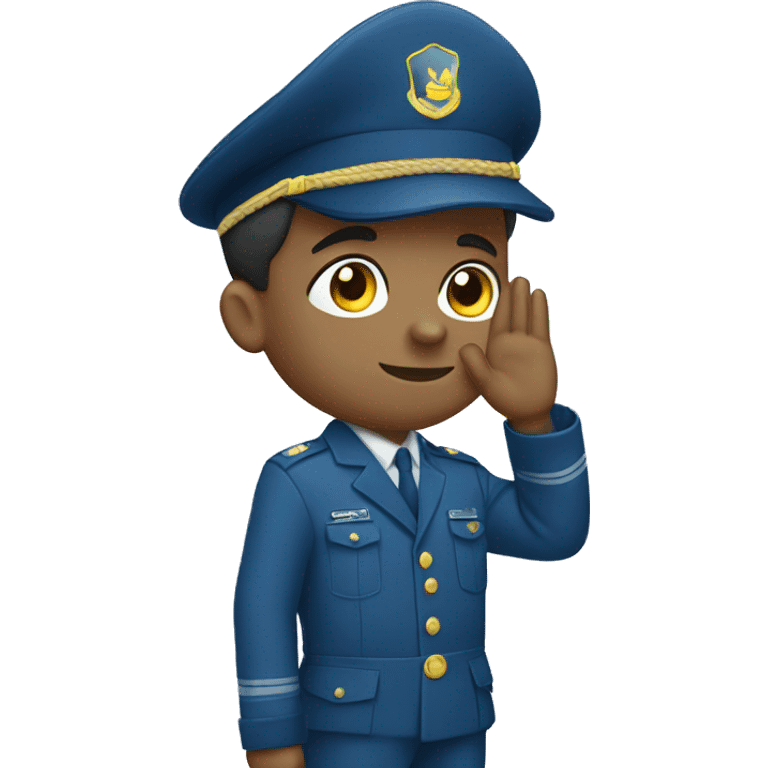 Blue camouflage uniform boy saluting with his hand emoji