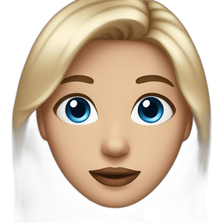 emoji with blue eyes and brown hair with blonde highlights and lipstick emoji